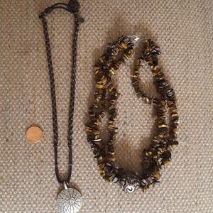 Two necklaces Lucky Brand and tiger's eye
